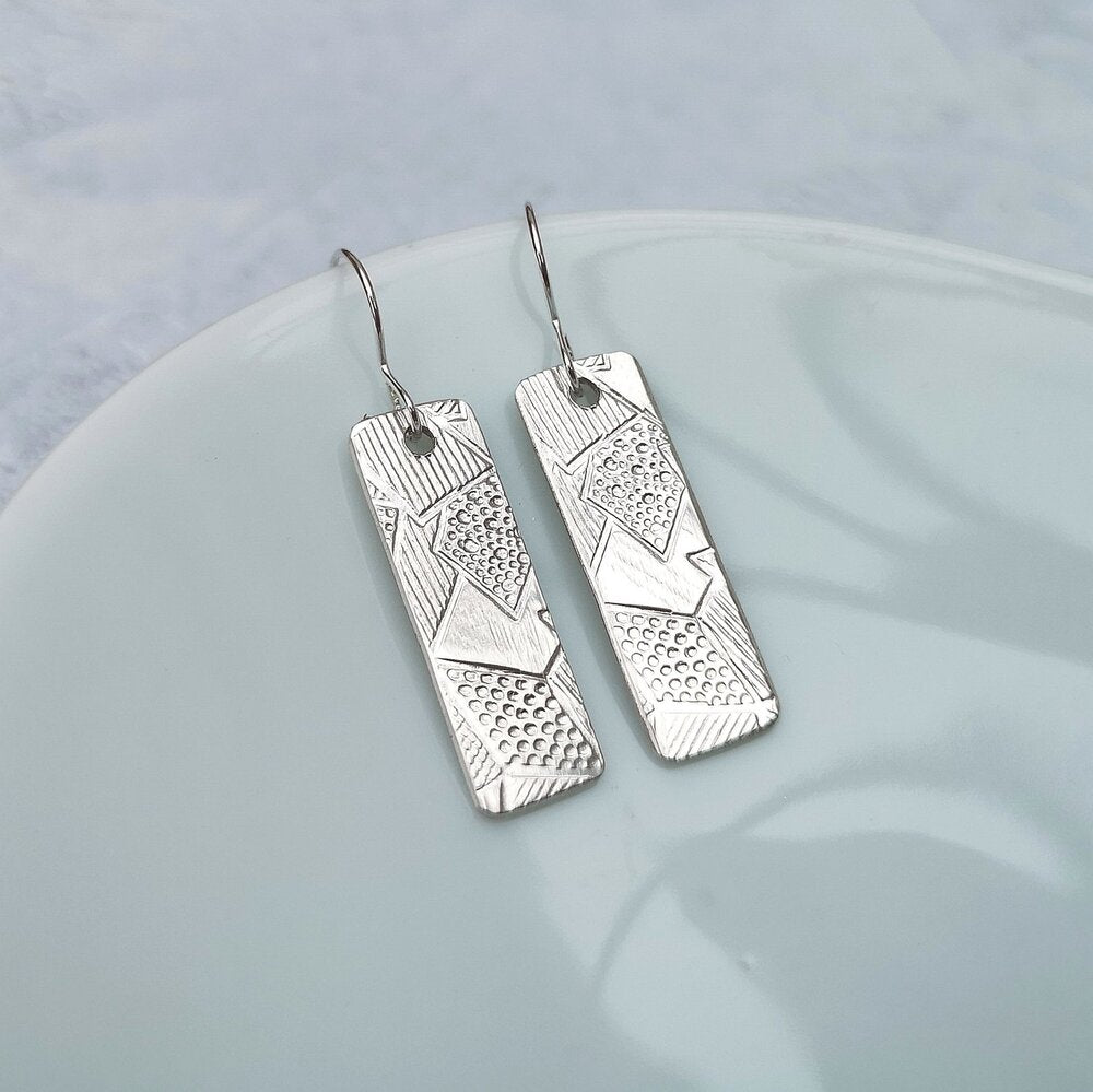 Sterling Silver Geometric Bar Drop Earrings