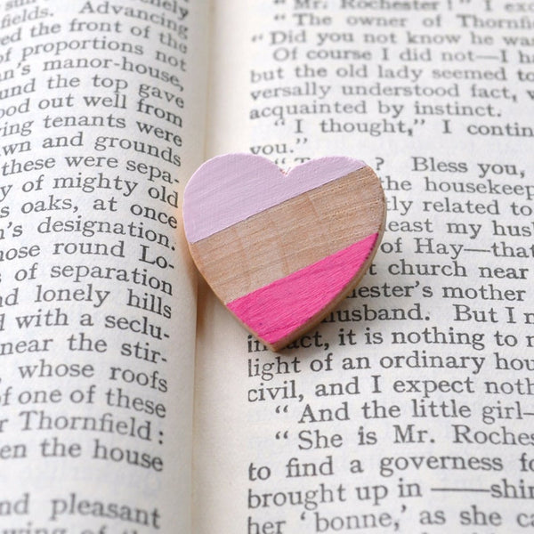 Wooden Heart Brooch in a choice of colours