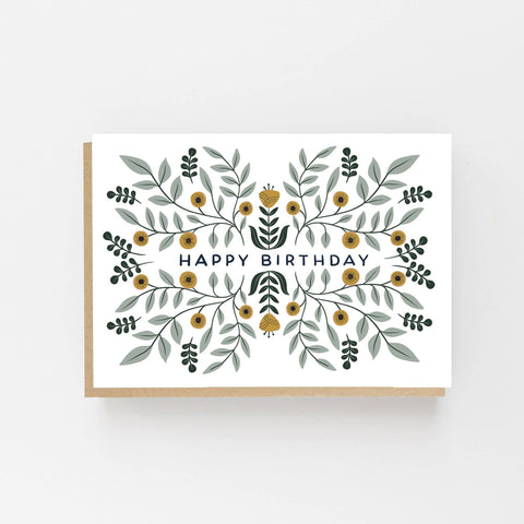 Happy Birthday Card with Vintage Pattern