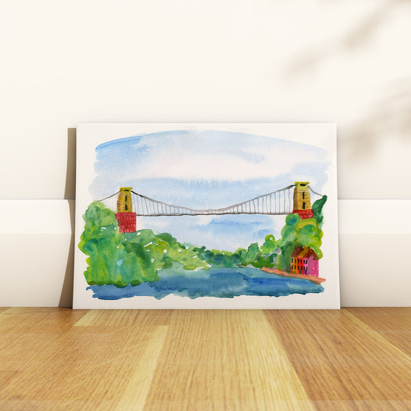 Clifton Suspension Bridge watercolour print by Bristol artist, Rosie Webb