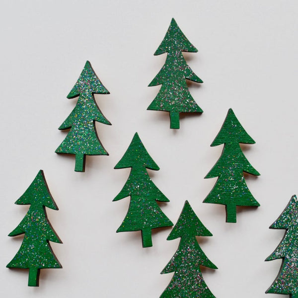 Wooden Christmas Tree Brooch