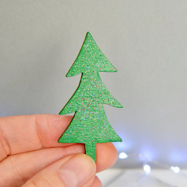 Wooden Christmas Tree Brooch