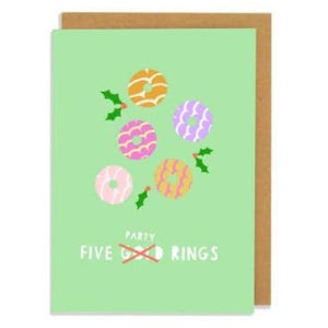 5 Gold (Party) Rings Greetings Card