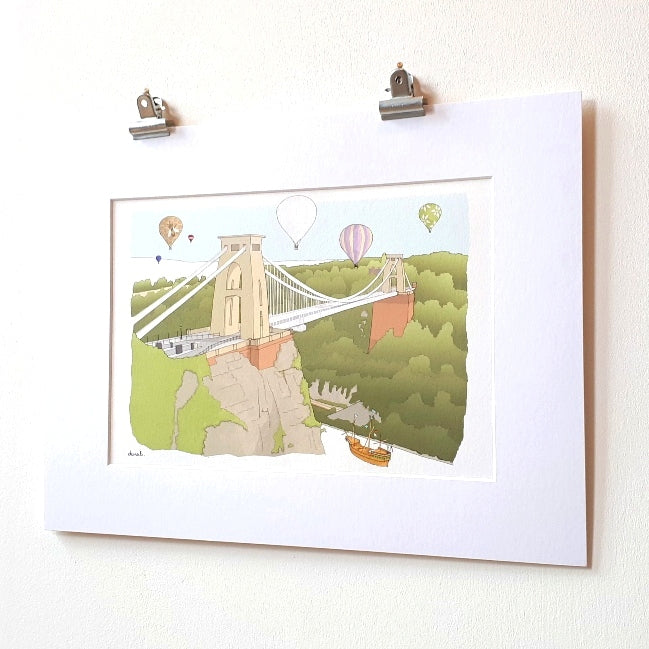 Gorgeous Bristol - Mounted An Architectural Illustration Print by Dona B Drawings