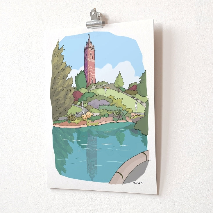 Cabot Tower Bristol A4 Giclee Print by dona B drawings | Eclectic Gift Shop
