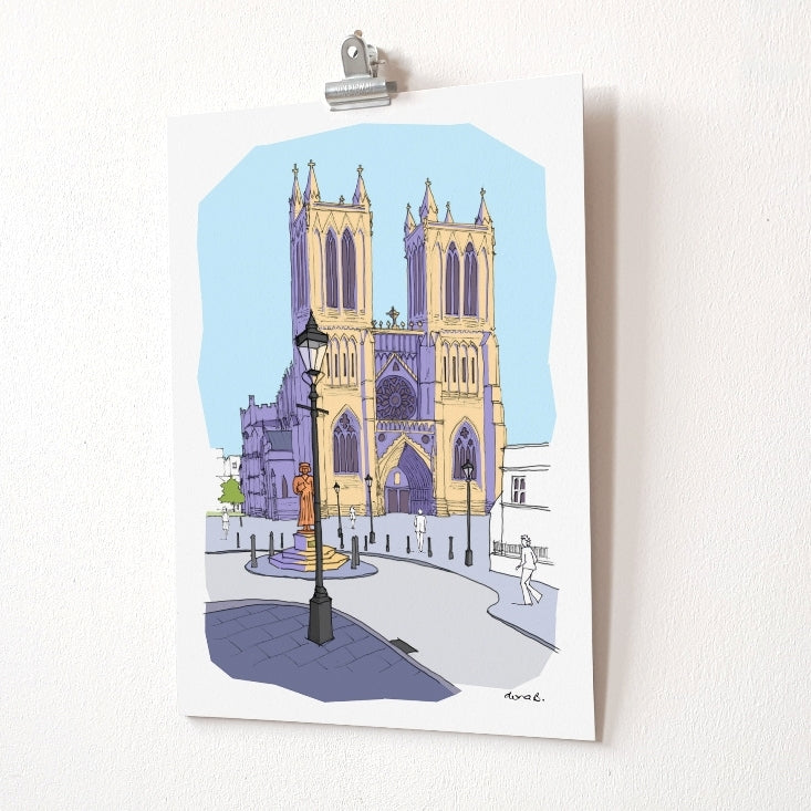 Bristol Cathedral A4 Giclee Print by dona B drawings | Eclectic Gift Shop