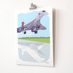 Concorde A4 Giclee Print by dona B drawings | Eclectic Gift Shop