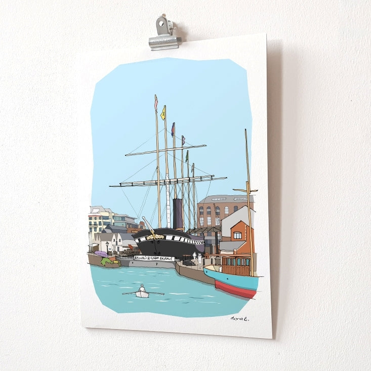 ss Great Britain A4 Giclee Print by dona B drawings | Eclectic Gift Shop