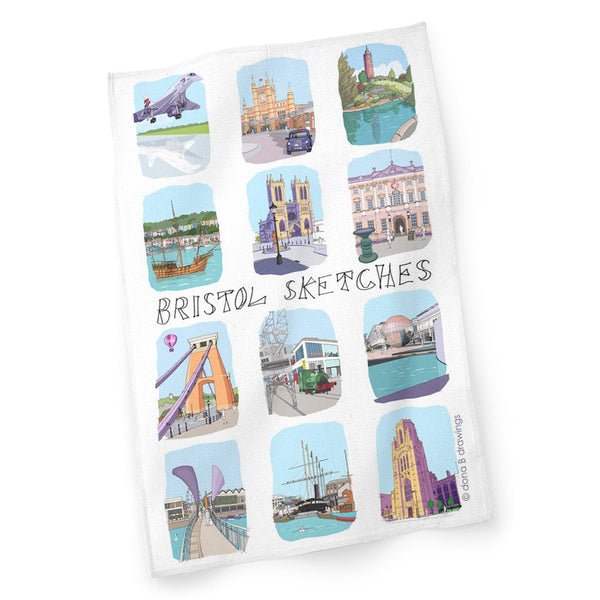 Bristol Sketches 12 Tea Towel by Dona B drawings | Eclectic Gift Shop