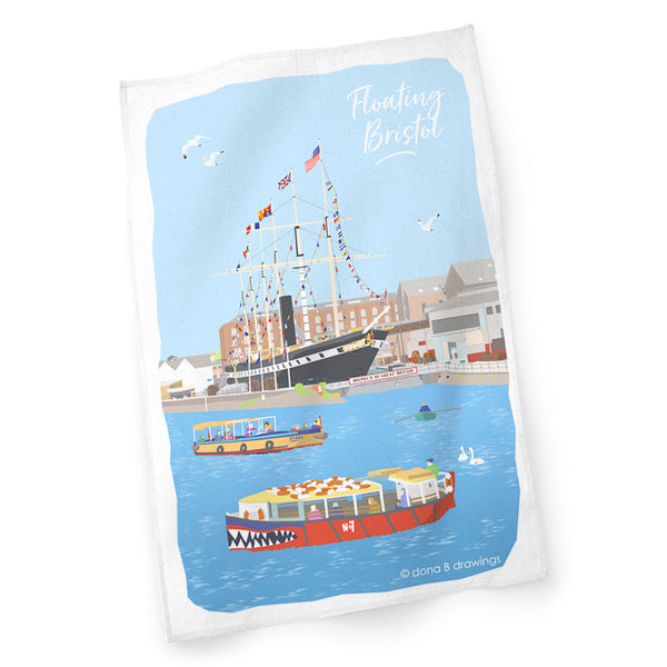 Floating Bristol Tea Towel by Dona B drawings | Eclectic Gift Shop