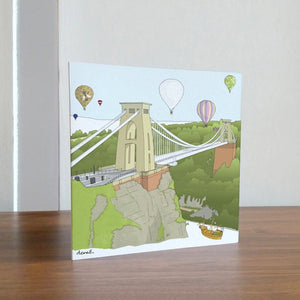 Front - Clifton Suspension Bridge Greetings Card by dona B drawings