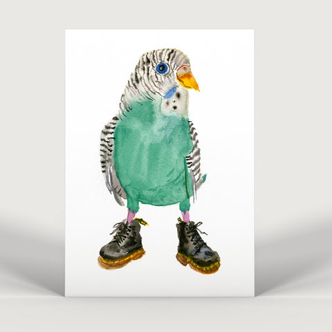 Budgie in Doctor Martens Boots Print