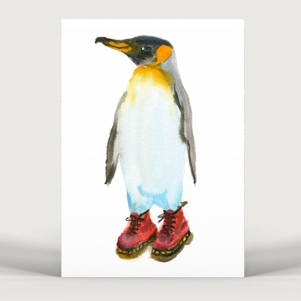 Penguin Art: A Penguin wearing Dr Martens Boots by Bristol Artist, Rosie Webb