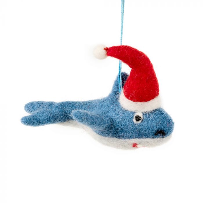 Handmade Felt Christmas Shark Santa Jaws Hanging Decoration
