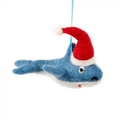 Handmade Felt Christmas Shark Santa Jaws Hanging Decoration