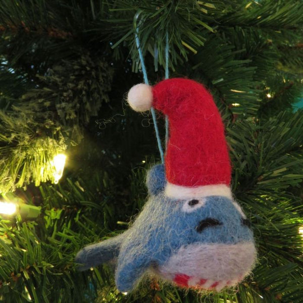 Handmade Felt Christmas Shark Santa Jaws Hanging Decoration