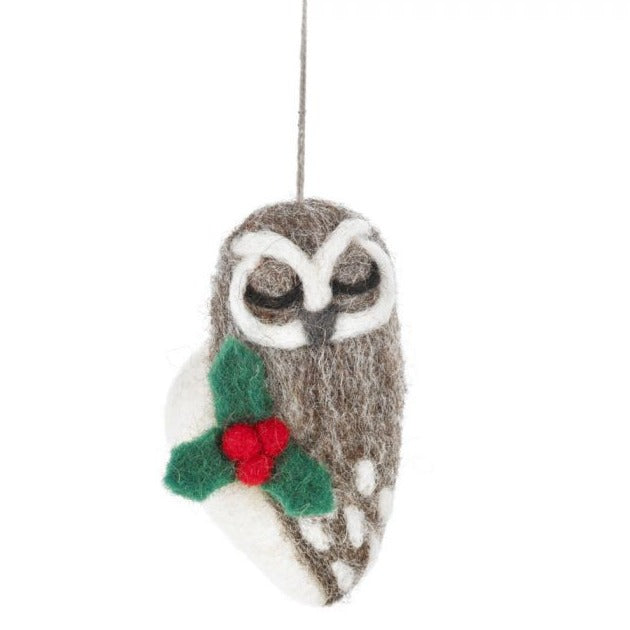 Handmade Felt Christmas Owl Hanging Decoration