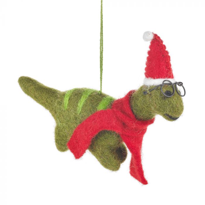 Handmade Felt Dinosaur Christmas Decoration