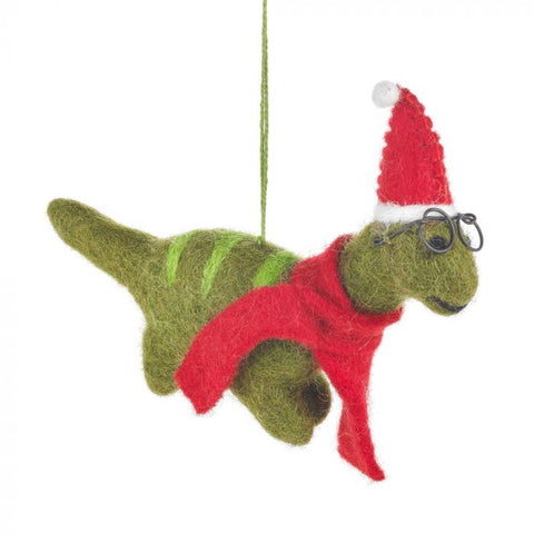 Handmade Felt Dinosaur Christmas Decoration