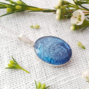 Sapphire coloured pendant, handmade in Bristol for Eclectic Gift Shop