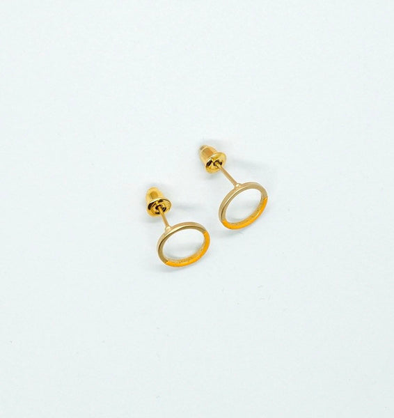 Contemporary handmade open circle stud earrings