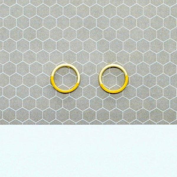 Contemporary handmade open circle stud earrings