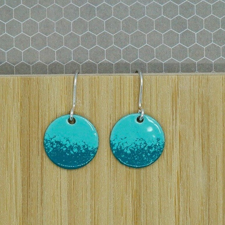Enamelled turquoise and teal drop earrings