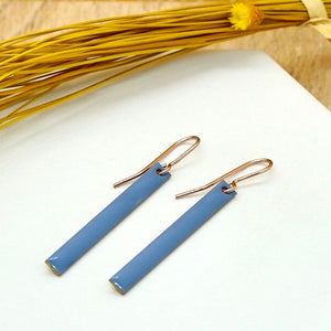 Blue Enamel Geometric Brass Earrings