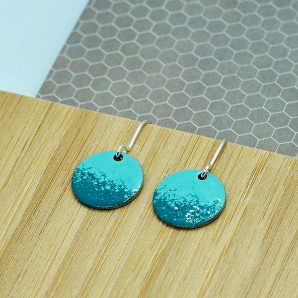 Enamelled turquoise and teal drop earrings