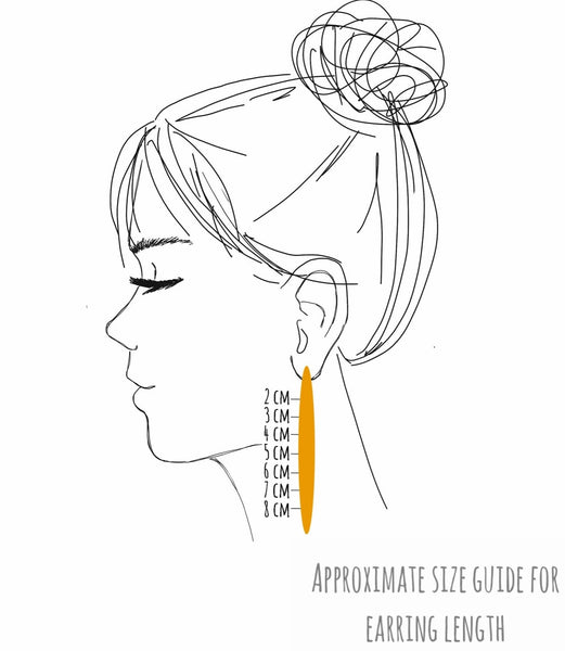 Drop Earring size guide in CM