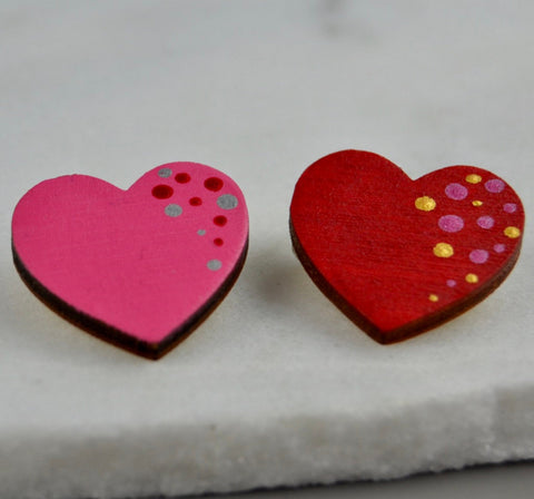 Hand painted heart shaped brooch