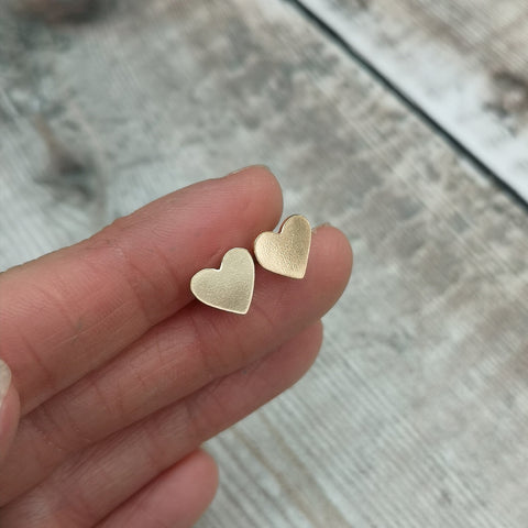 Gold Heart Earrings handmade in Bristol England