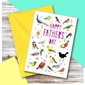 Happy Father's Day Card featuring British Birds, made in Bristol