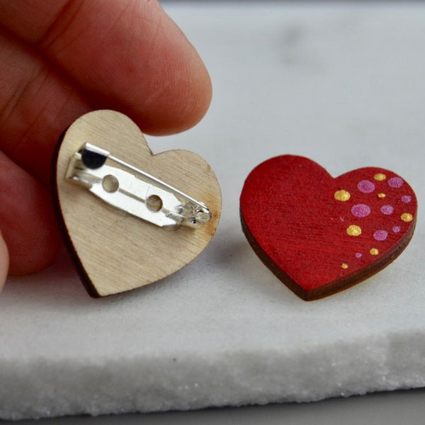 Red heart pin badge