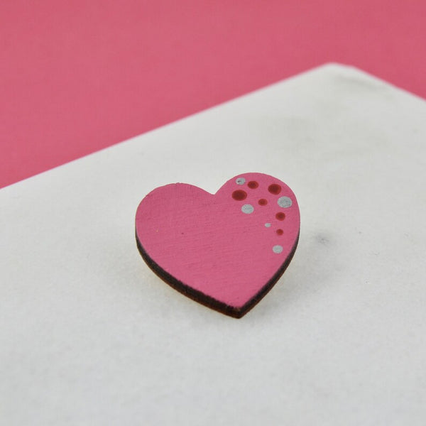 Pink heart pin badge