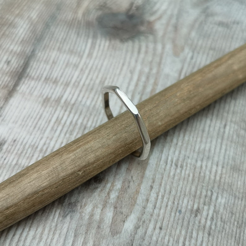 Sterling Silver octagon ring handmade in Bristol