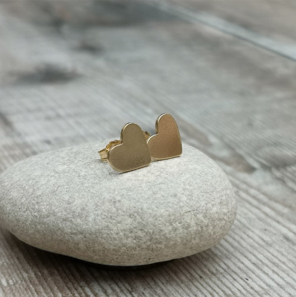Gold Heart Earrings handmade in Bristol England