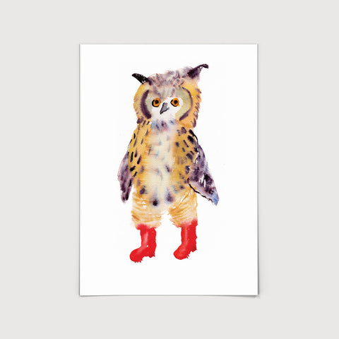 Owl in Boots Print