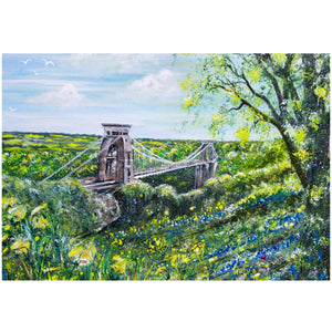 Clifton Suspension Bridge and Daffodils - A5 - A1 Giclée Print